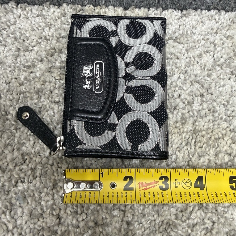 Coach Black Signature mini id case card wallet coin purse pouch - Picture 8 of 8